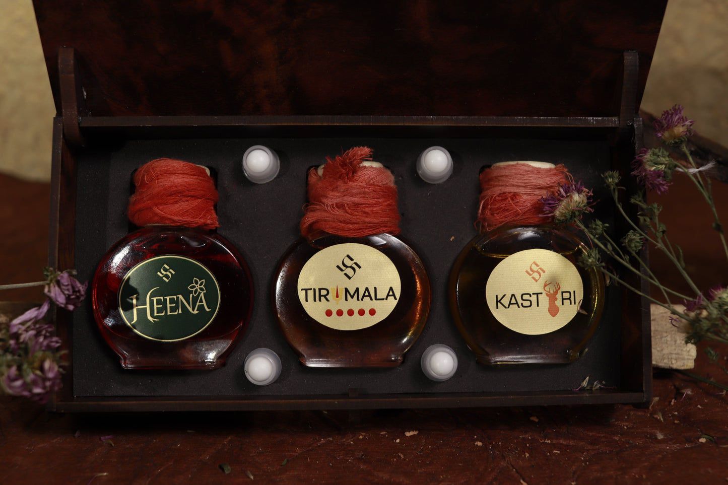 Tirumala ,heena and kasturi attar (natural extracted oil's)