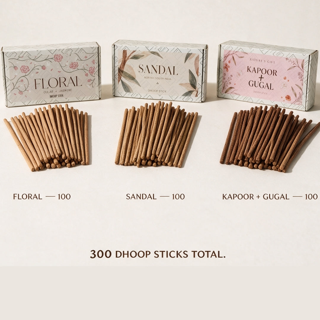 6 Exotic Dhoop Sticks COMBO · 300 Sticks · Low-Smoke