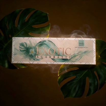 Exotic tropical floral agarbatti by Giriraj with monstera leaves