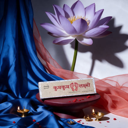 Kumkum Lakshmi Diwali agarbatti with lotus and festive diyas