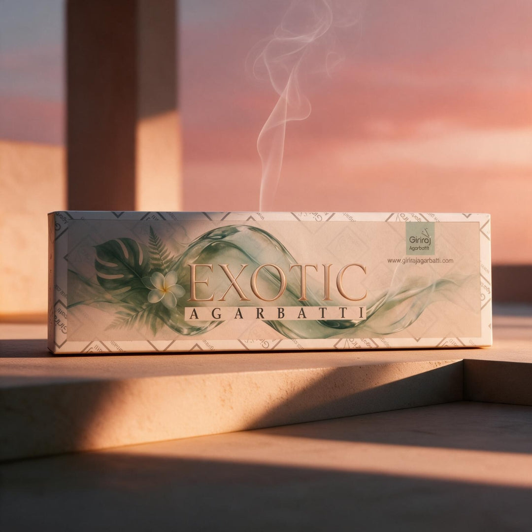 Exotic agarbatti box at sunset with soft smoke