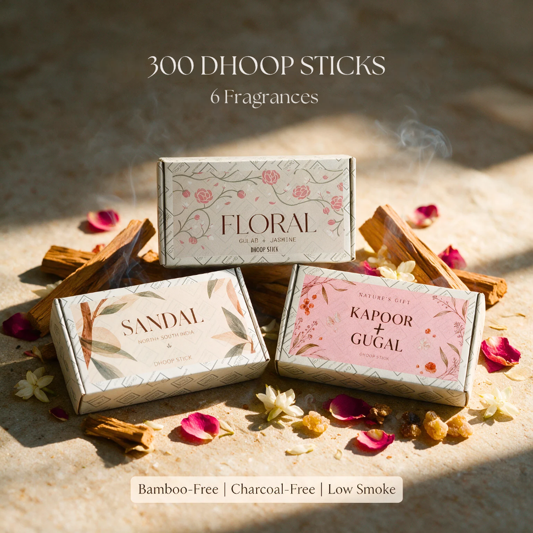6 Exotic Dhoop Sticks COMBO · 300 Sticks · Low-Smoke