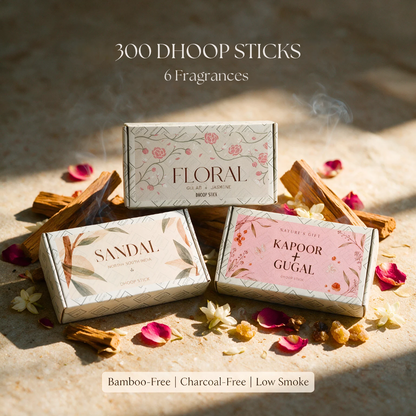 6 Exotic Dhoop Sticks COMBO · 300 Sticks · Low-Smoke