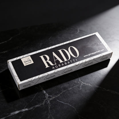 Rado Agarbatti incense box on black marble